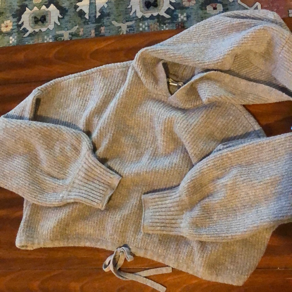 American Eagle Crop Sweater w/ Hood (size L)